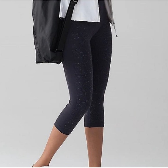 Lululemon‎ Athletica Crop Leggings High Rise Speckled Blue Athletic Size 10 - Picture 1 of 7